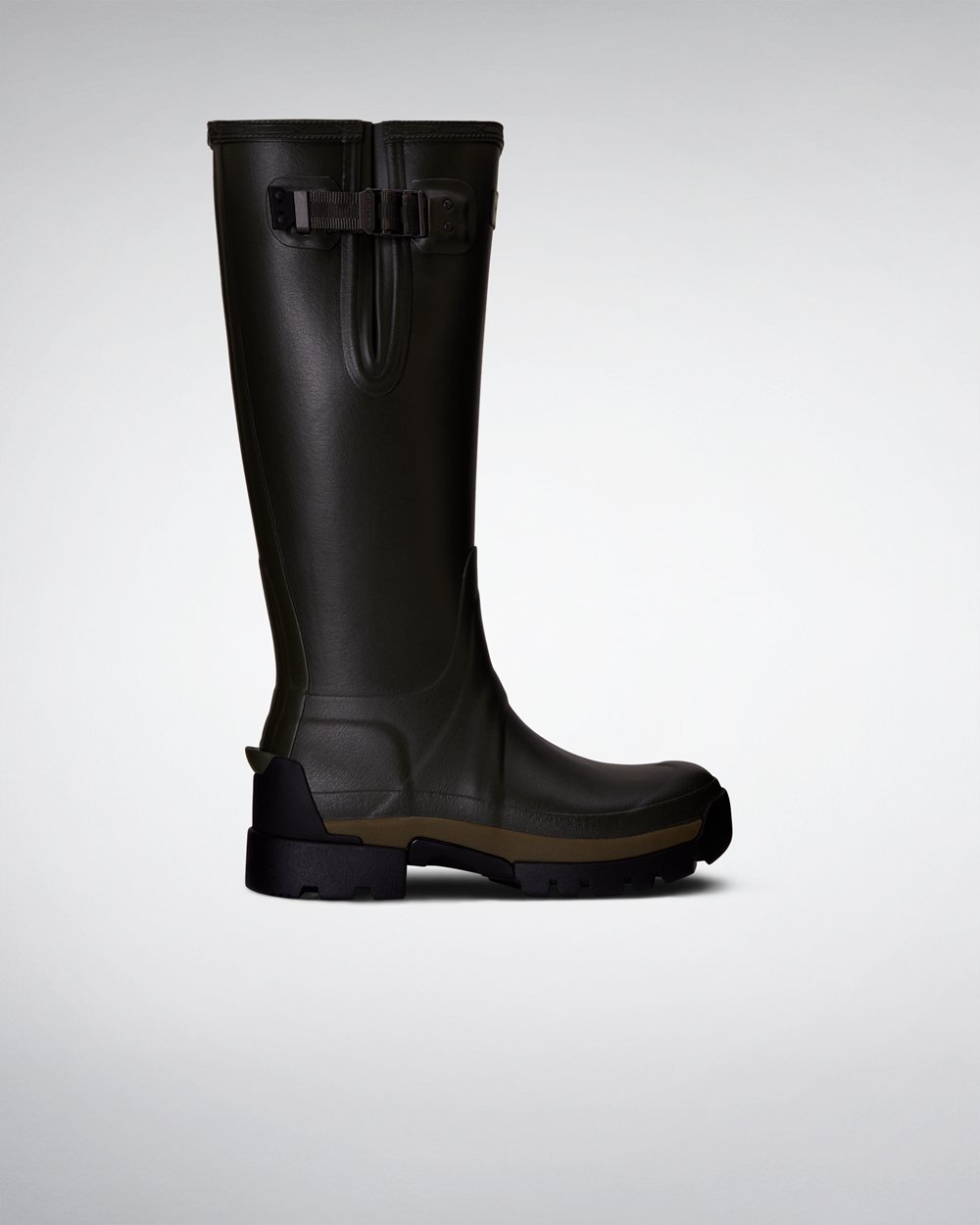 Botas de Lluvia Altas Hunter Mujer - Balmoral Side Adjustable 3Mm Neoprene - Verde Oscuro Oliva - XO